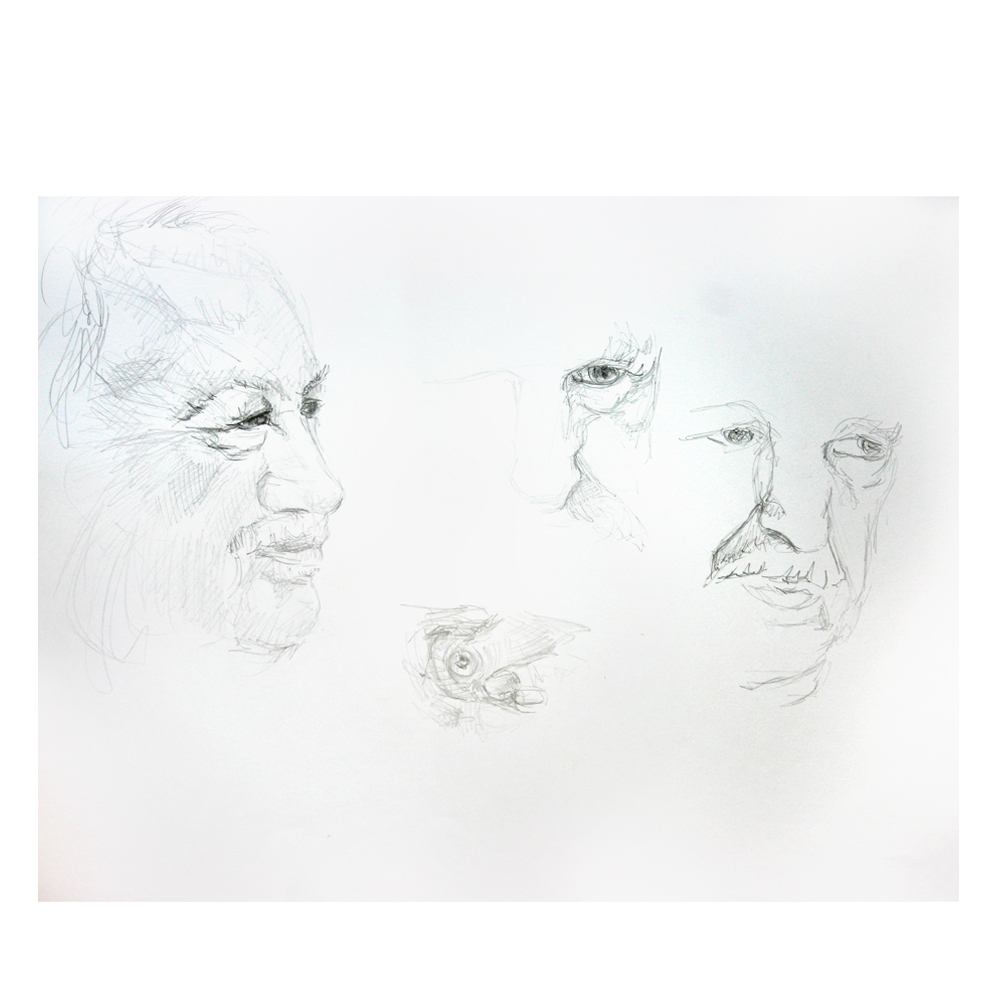Portrait, Studien, Zeichnung, Bleistift, 594x420mm
